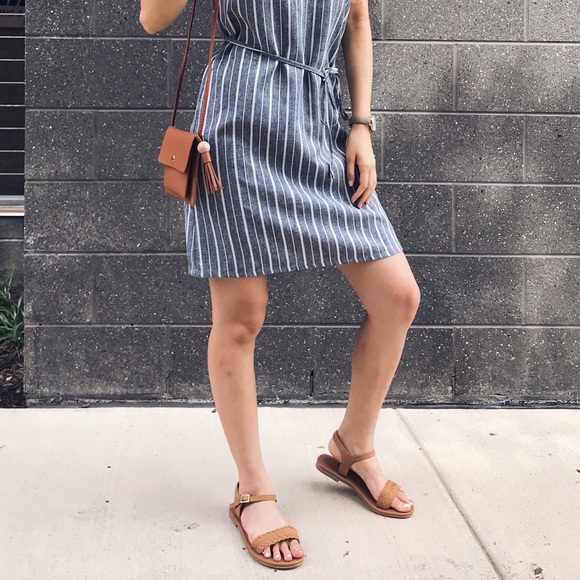 Tan Braided Flat Ankle Strap Sandals - Picture 3 of 8